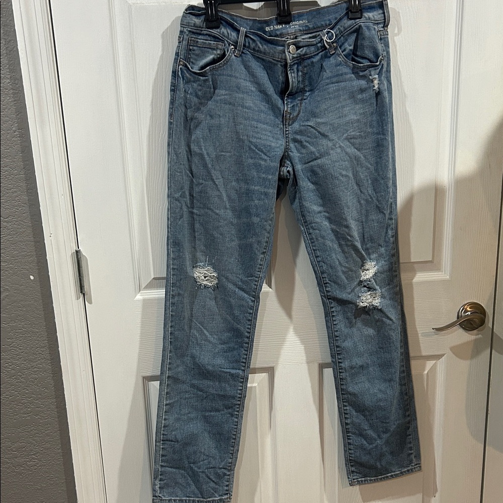 Old Navy Blue Distressed Boyfriend Jeans
